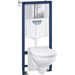 Комплект унитаза Grohe Solido унитаз подвесной, с сиденьем микролифт, инсталляция, клавиша хром (39586000)