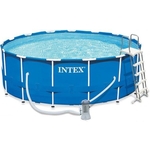 Каркасный бассейн Intex 28242 Metal Frame 457х122см, 16805л, фил.-насос 3785л/ч, лестница, тент, подстилка