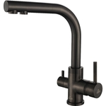 Смеситель для кухни Paulmark Essen с подключением фильтра, вороненая сталь (Es213011-GM)
