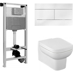 Комплект унитаза Jacob Delafon Replay с инсталляцией, сиденьем микролифт и клавишей белая (SetReplay E5504/ E4316-00)