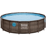 Каркасный бассейн Bestway 56725 BW Power Steel 488х122см "Ротанг" 19480л, фил.-нас. 5678л/ч, лестн., тент, попл.-доз.