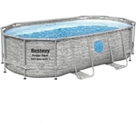 Каркасный бассейн Bestway 56946 BW Power Steel 488х305х107см "Камень" 10949л, песч.фил.-нас. 3028л/ч, лестница, тент, попл.-доз.