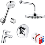 Комплект смесителей Kludi Pure&Easy 7 в 1 для раковины и ванны, с верхним душем (376300565)