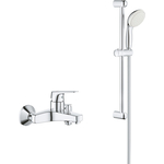 Смеситель для ванны Grohe BauFlow с душевым гарнитуром, хром (23601000, 27853001)