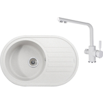 Кухонная мойка и смеситель Kaiser Granit KGM-7750 White белая (KGM-7750-W, 40144-10)