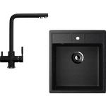 Кухонная мойка и смеситель Ulgran U-406 черный (U-406-308, U-016-308)