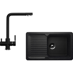 Кухонная мойка и смеситель Ulgran U-506 черный (U-506-308, U-016-308)