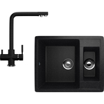 Кухонная мойка и смеситель Ulgran U-106 черный (U-106-308, U-016-308)