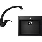 Кухонная мойка и смеситель Ulgran U-104 черный (U-104-308, U-007-308)