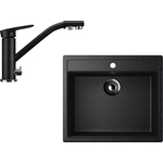Кухонная мойка и смеситель Ulgran U-104 черный (U-104-308, U-010-308)