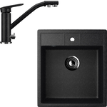 Кухонная мойка и смеситель Ulgran U-406 черный (U-406-308, U-010-308)
