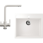 Кухонная мойка и смеситель Ulgran U-104 белый (U-104-331, U-016-331)