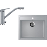 Кухонная мойка и смеситель Ulgran U-104 темно-серый (U-104-309, U-010-309)