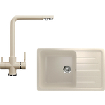 Кухонная мойка и смеситель Ulgran U-400 бежевый (U-400-328, U-016-328)