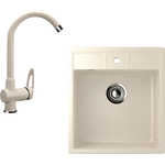 Кухонная мойка и смеситель Ulgran U-406 бежевый (U-406-328, U-006-328)