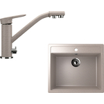 Кухонная мойка и смеситель Ulgran U-104 песочный (U-104-302, U-010-302)