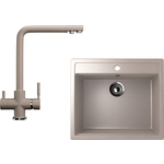 Кухонная мойка и смеситель Ulgran U-104 песочный (U-104-302, U-016-302)