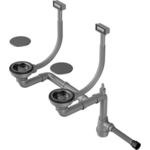 Сифон для кухонной мойки Omoikiri WK-2C GM с прямоугольными переливами, вороненая сталь (4956498)