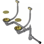 Сифон для кухонной мойки Omoikiri WK-2-A LG с прямоугольными переливами, светлое золото (4956495)