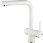 Смеситель для кухни Paulmark Dosse с выдвижным изливом, белый матовый (Do214418-431)