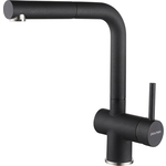 Смеситель для кухни Paulmark Dosse с выдвижным изливом, черный металлик (Do214418-418)