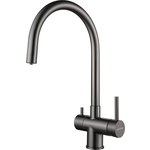 Смеситель для кухни Paulmark Heller с подключением фильтра, вороненая сталь (He213218-GM)