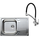 Кухонная мойка и смеситель Kaiser Classic KSS-7850L левая, нержавеющая сталь (KSS-7850L, LM3070C)