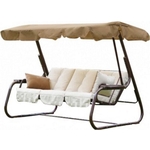 Качели садовые 3-х местные Olsa Родео-2 (каркас коричневый, м/э бежевый рисунок без рисунка)