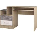 Стол письменный Ника Колибри Лофт с выдвижной полкой, дуб сонома/ателье светлое, акрил белый