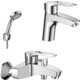 Комплект смесителей Rossinka Silvermix для раковины и ванны, с душем, хром (T40-31, T40-11)