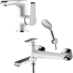 Комплект смесителей Rossinka Silvermix для раковины и ванны, с душем, хром (W35-33, W35-11)