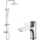 Комплект смесителей Rossinka с термостатом, верхним душем, хром (RS50-11, RS50-45)