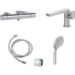 Комплект смесителей Jacob Delafon Composed для раковины, ванны, с душем, хром (E73110-CP, E73167-CP)