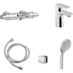 Комплект смесителей Jacob Delafon Aleo для раковины, ванны, с душем, хром (E72286-CP, E72275-4-CP)