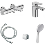 Комплект смесителей Jacob Delafon Gabin для раковины, ванны, с душем, хром (E78129-CP, E78126-CP)