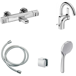 Комплект смесителей Jacob Delafon Singulier для раковины, ванны, с душем, хром (E10870-CP, E10862-CP)