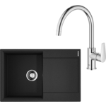 Кухонная мойка и смеситель Omoikiri Daisen 78 BL, Grohe BauEdge черная (4993327, 31367001)