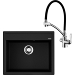 Кухонная мойка и смеситель Omoikiri Daisen 60 BL, Lemark Comfot черная (4993622, LM3070C)