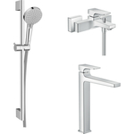 Комплект смесителей Hansgrohe Metropol с душевым гарнитуром, хром (32540000, 32512000, 26275000)