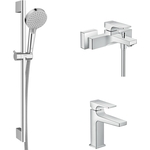 Комплект смесителей Hansgrohe Metropol с душевым гарнитуром, хром (74540000, 32507000, 26275000)