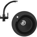 Кухонная мойка и смеситель Ulgran U-101-344, U-017-344 ультра-черный