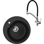 Кухонная мойка и смеситель Ulgran U-101-344 ультра-черный, Lemark Comfort LM3070C