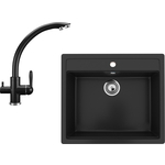 Кухонная мойка и смеситель Ulgran U-104-344, U-017-344 ультра-черный