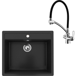 Кухонная мойка и смеситель Ulgran U-104-344 ультра-черный, Lemark Comfort LM3070C