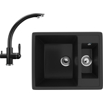 Кухонная мойка и смеситель Ulgran U-106-344, U-017-344 ультра-черный