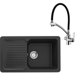 Кухонная мойка и смеситель Ulgran U-506-344 ультра-черный, Lemark Comfort LM3070C