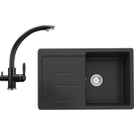 Кухонная мойка и смеситель Ulgran U-507-344, U-017-344 ультра-черный