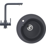 Кухонная мойка и смеситель Ulgran U-101-343, U-016-343 антрацит