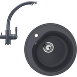 Кухонная мойка и смеситель Ulgran U-101-343, U-017-343 антрацит