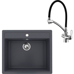 Кухонная мойка и смеситель Ulgran U-104-343 антрацит, Lemark Comfort LM3070C
